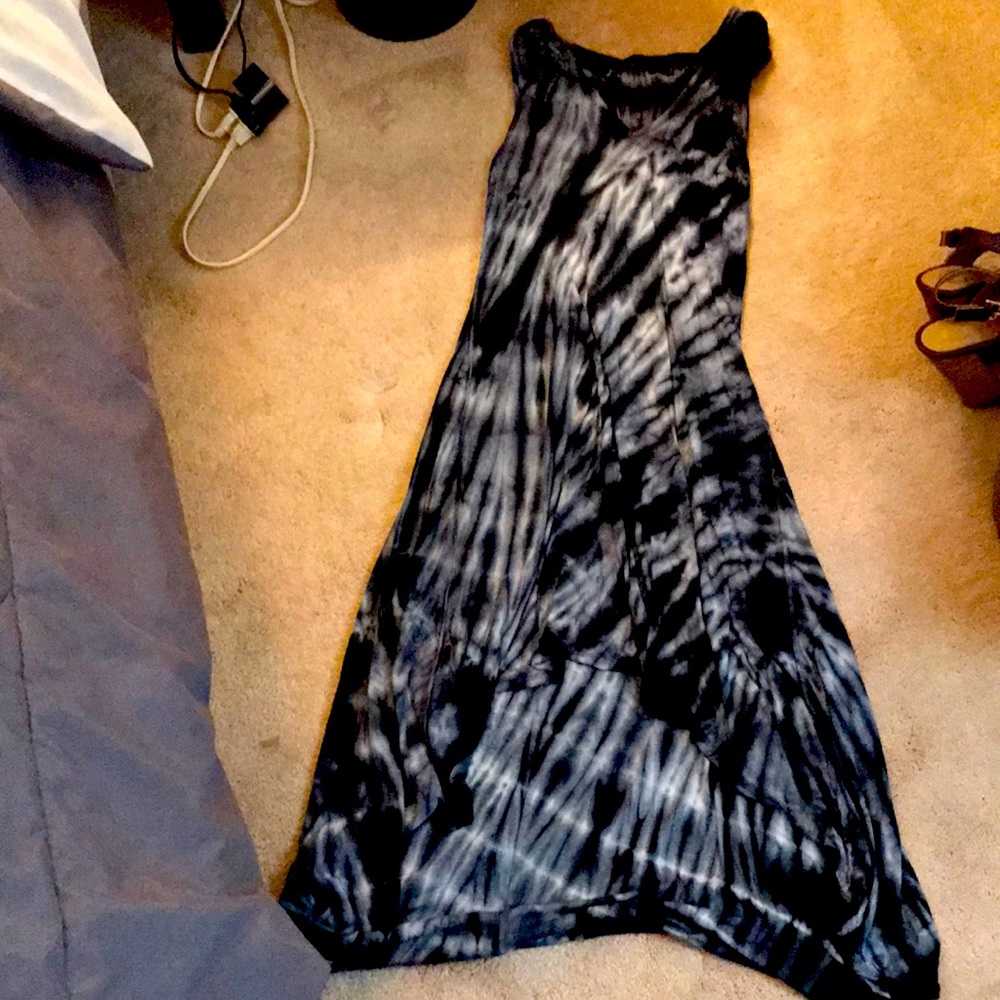 High low tie dye tank dress with hood
